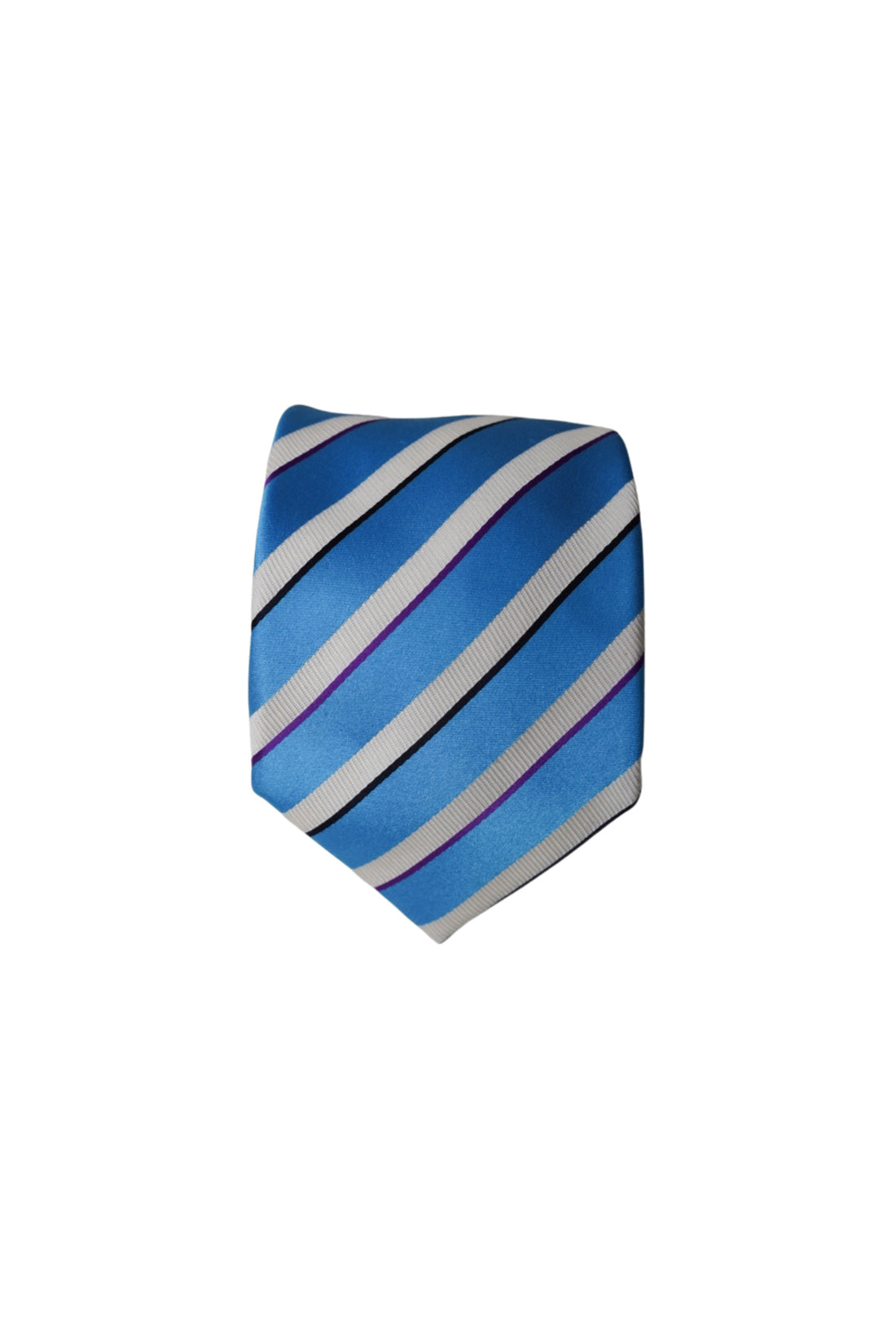 Eton Blue and White Striped Silk Tie