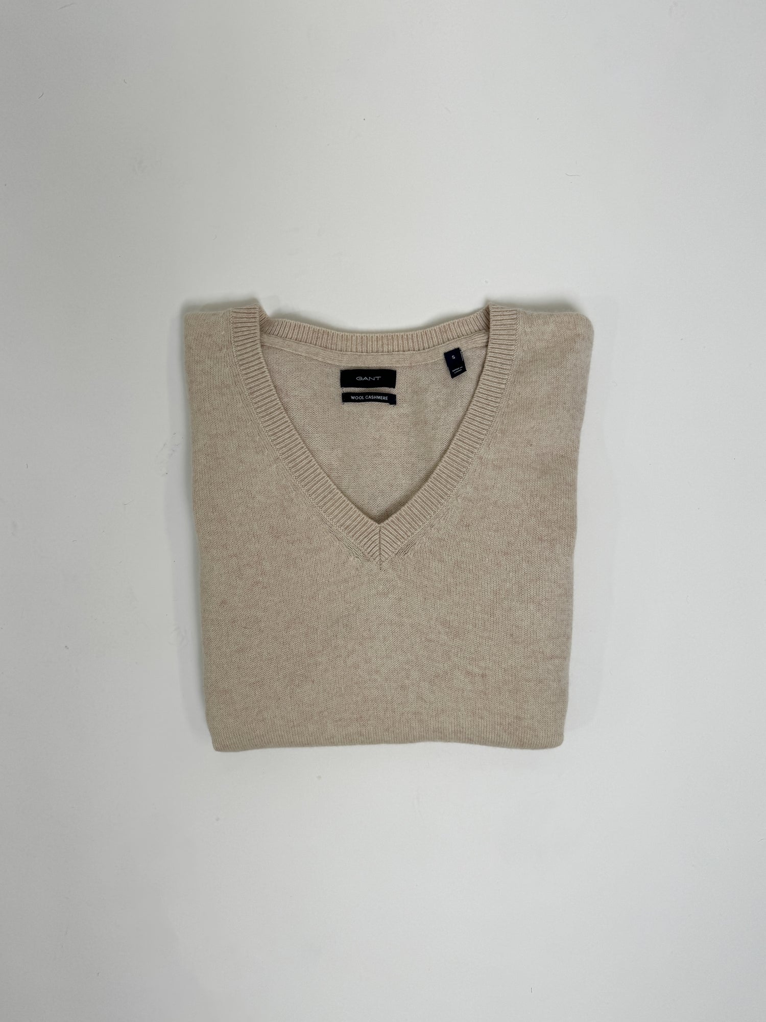 Gant Cream Wool Cashmere V-Neck