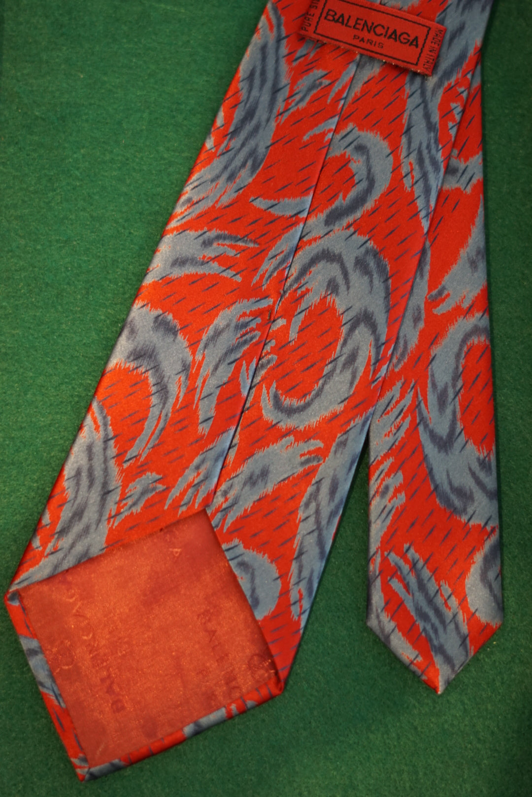 Balenciaga Paris Red and Grey Silk Vintage Tie