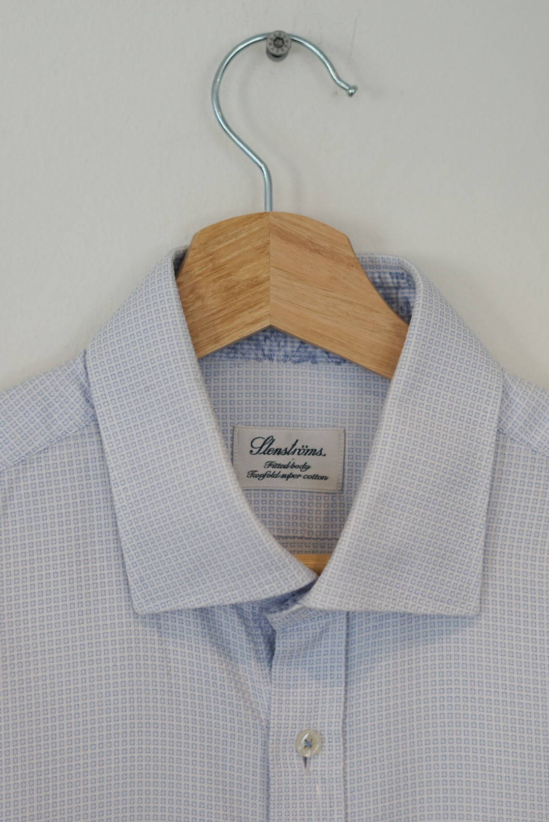Stenströms Lightblue Checkered Fitted Body Twofold Super Cotton Shirt