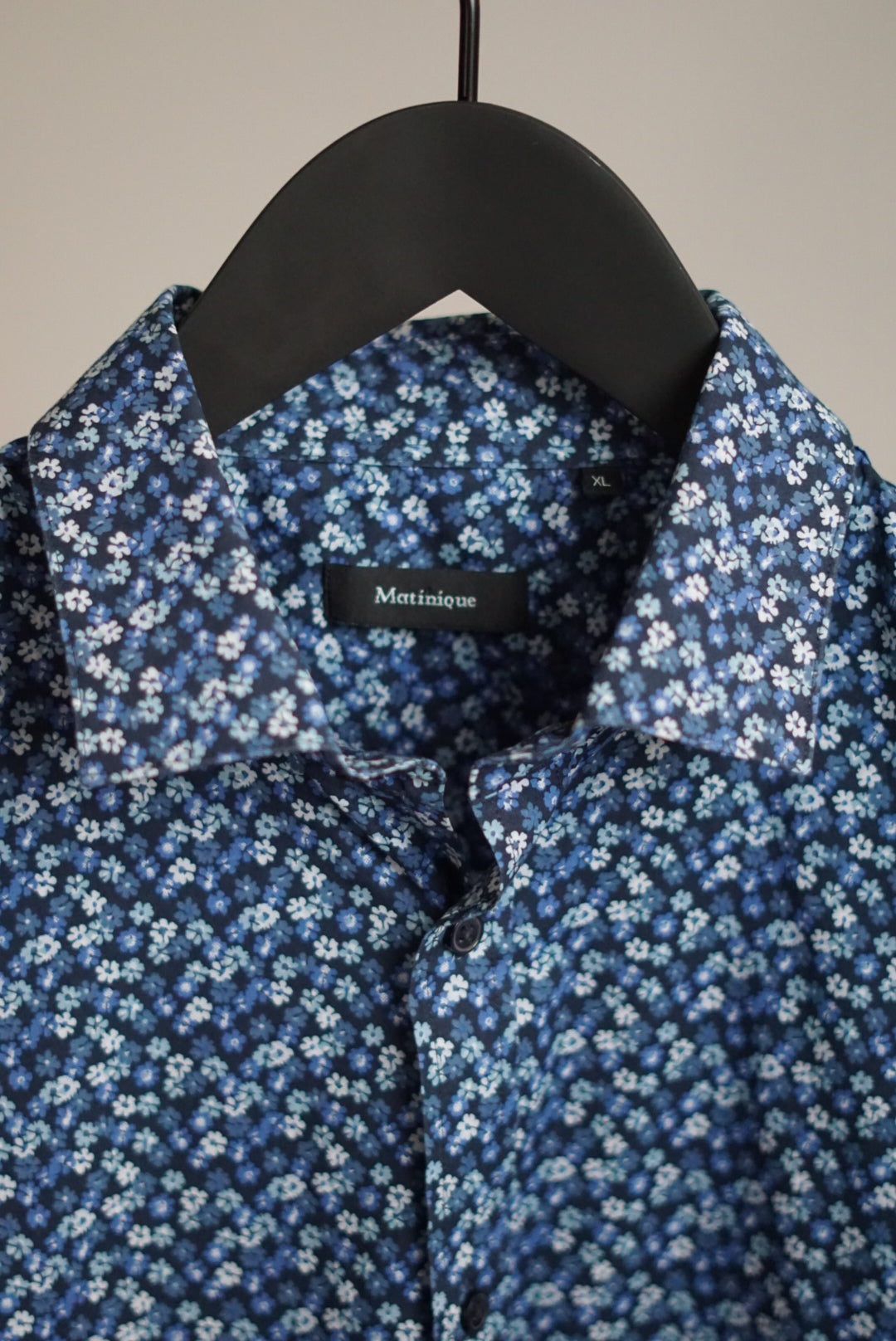 Matinique Blue and White Flower Pattern Shirt