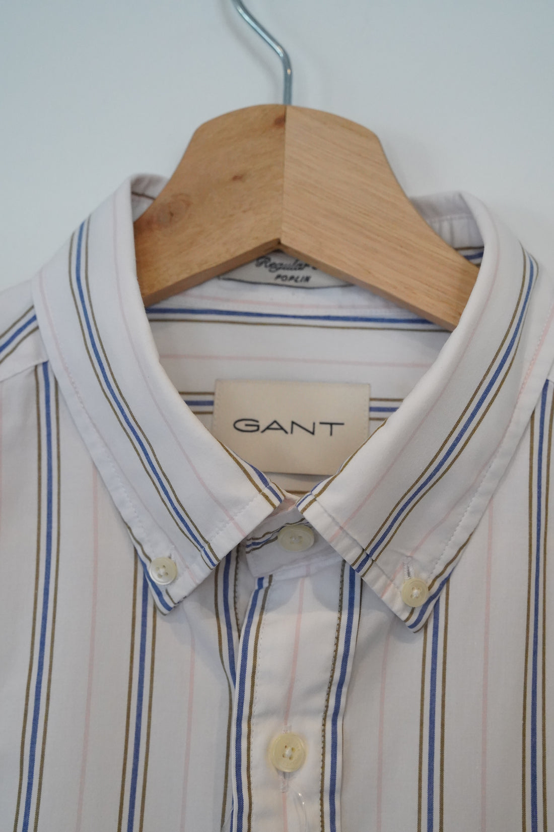 Gant White Striped Regular Fit Poplin Cotton Shirt