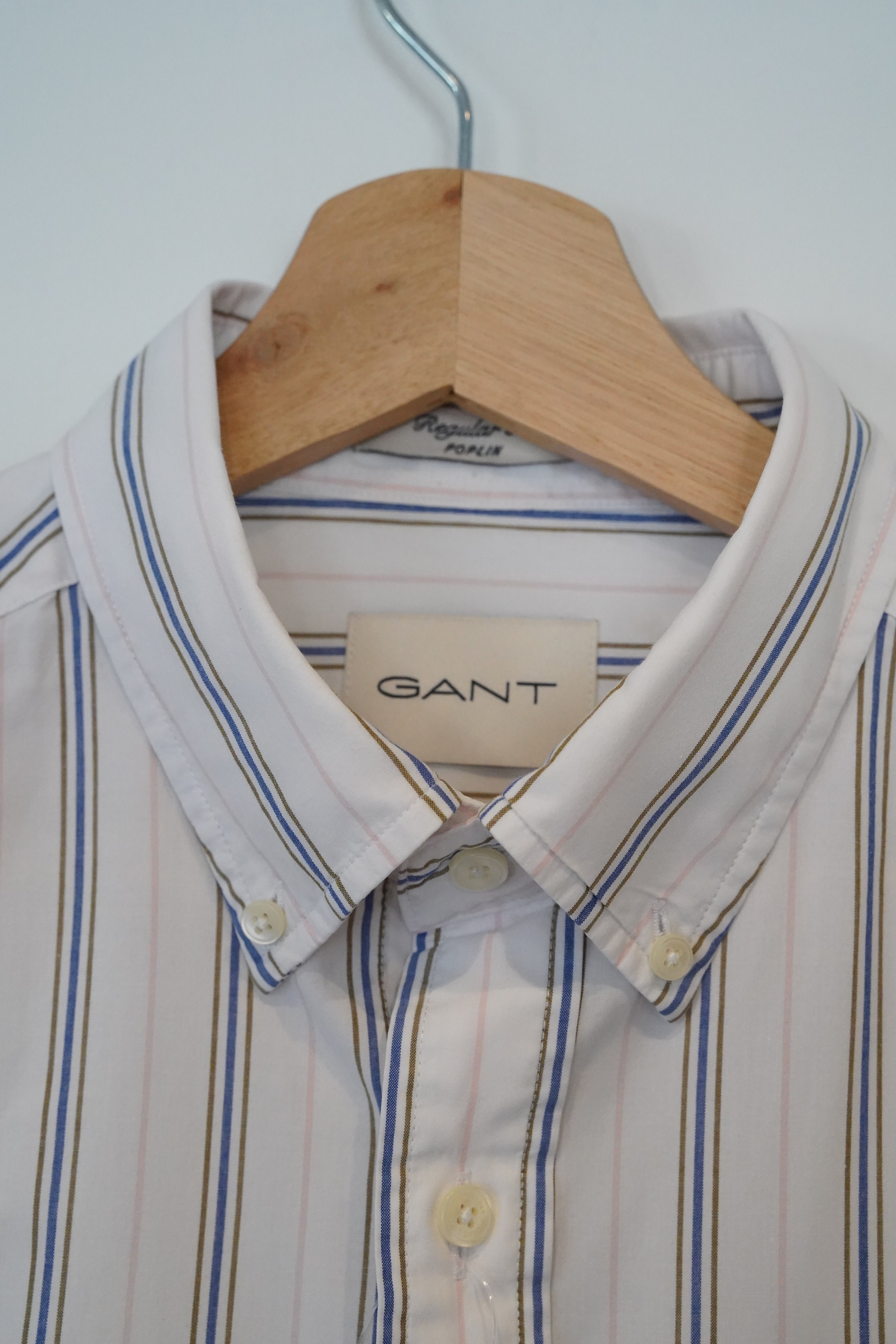 Gant White Striped Regular Fit Poplin Cotton Shirt