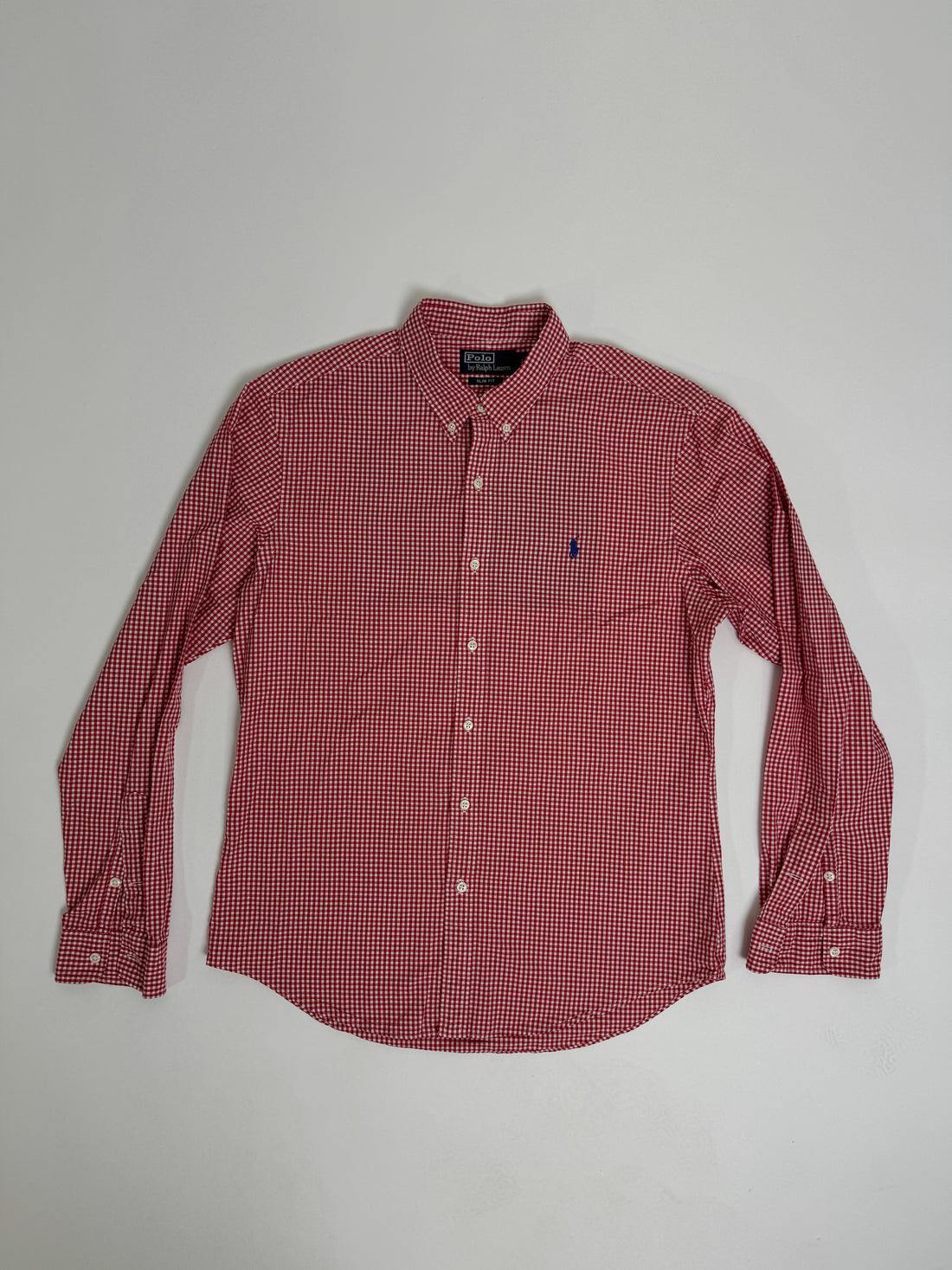 Ralph Lauren Red and White Slim Fit Checkered Shirt