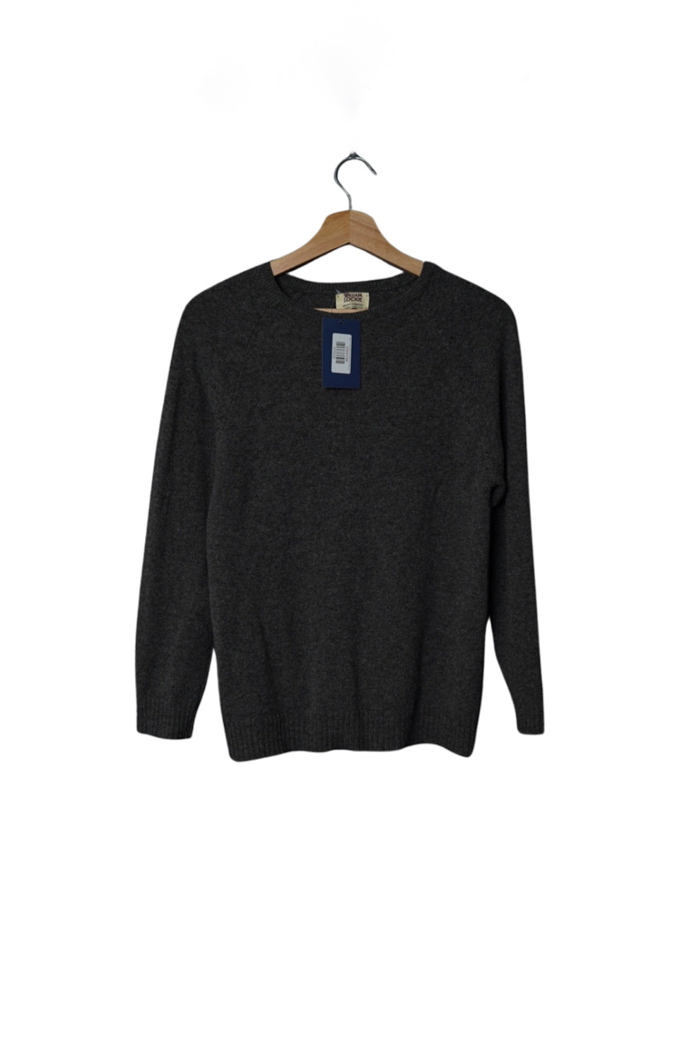 William Lockie Grey Lambswool Crew Neck Knit