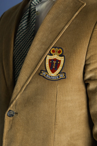 Tommy Hilfiger Brown Velvet Crest Blazer