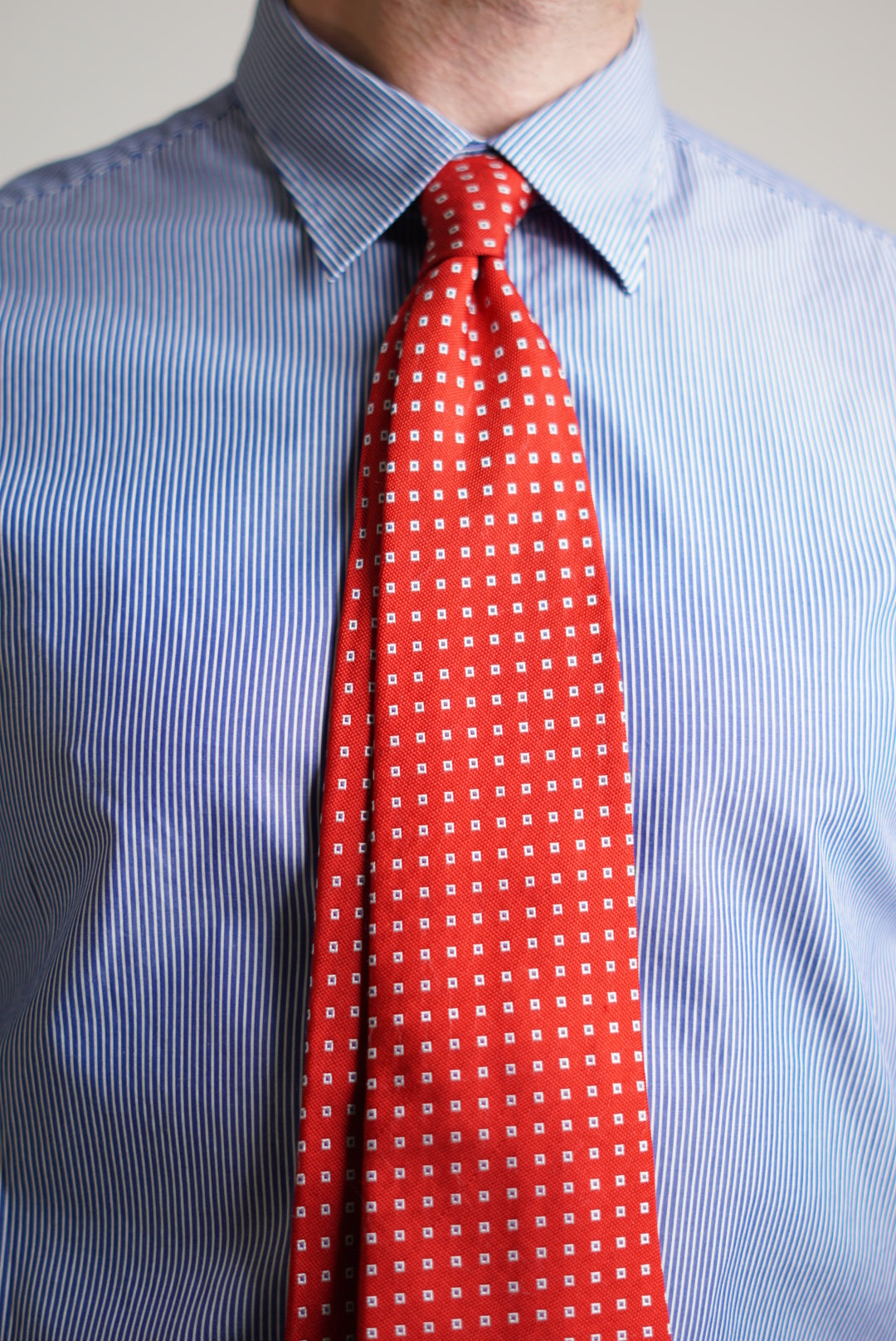 Mulberry Red Square Dotted Silk Tie