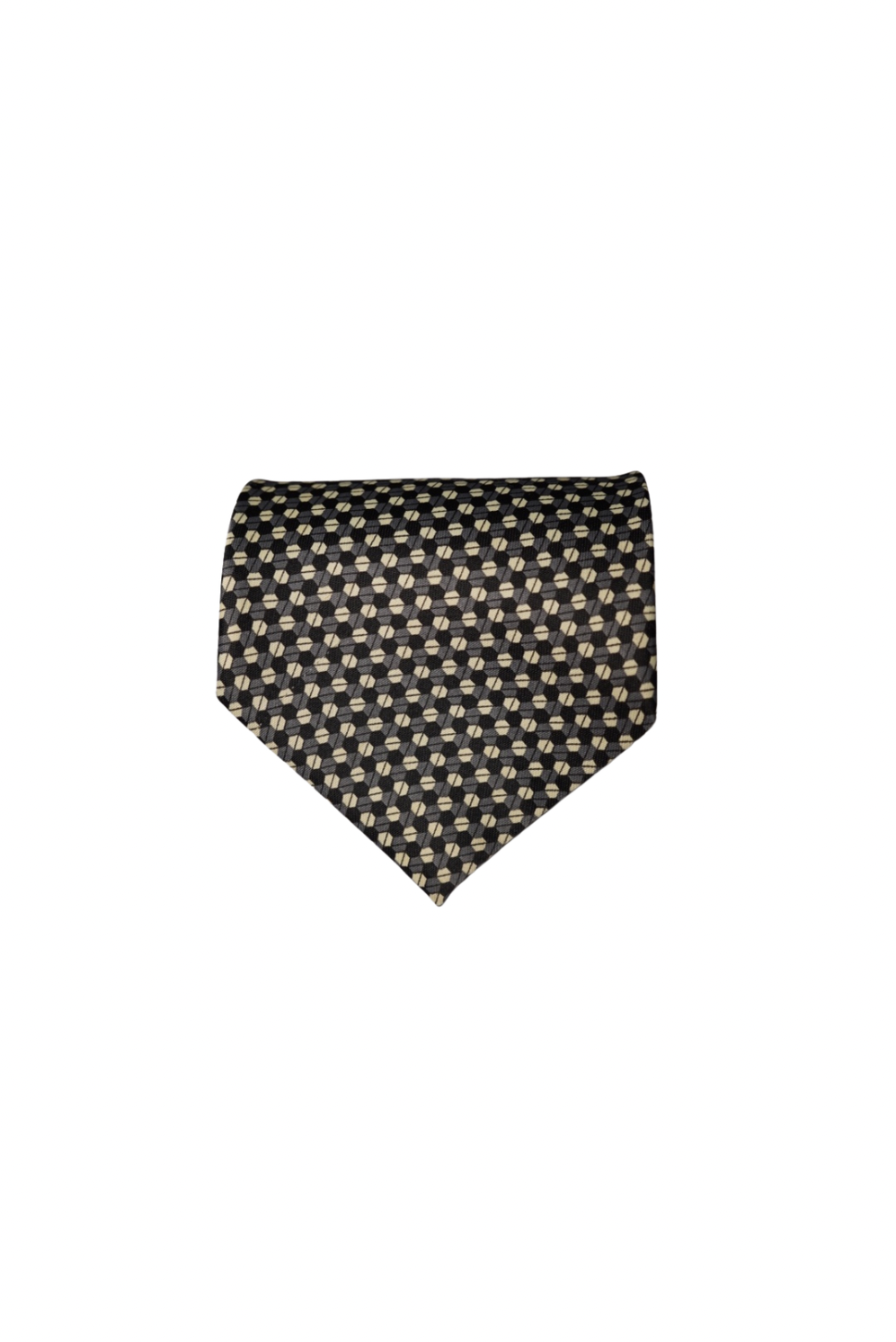 René Chagal Black, Grey and White Dotted Vintage Hand Made Myung Ju Silk Tie
