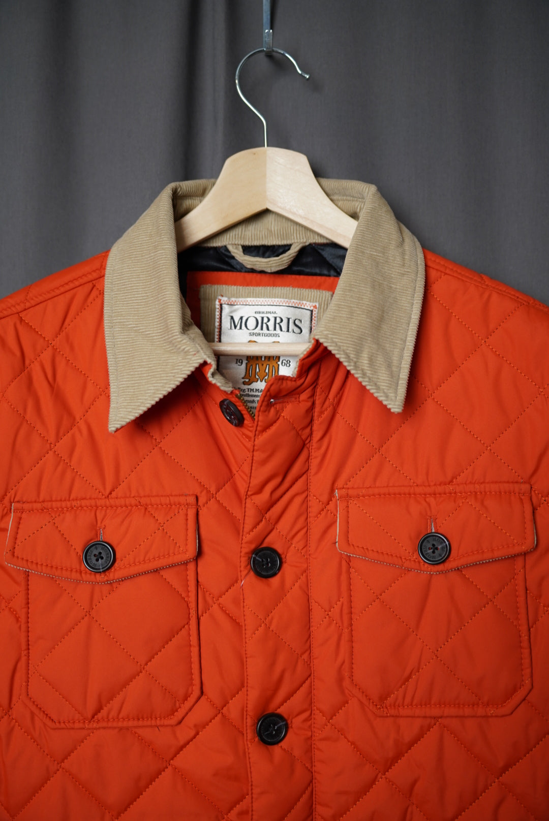 Morris Orange Button and Zip Quilted Jacket