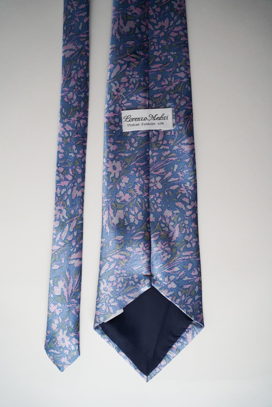 Lorenzo Medici Vintage Blau und Rosa Blumen Candy Krawatte