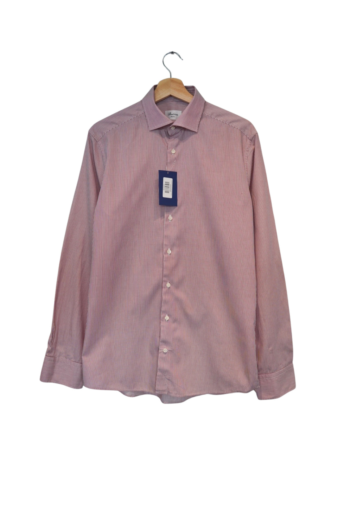 Stenströms Red and White Striped Slimline Cotton Shirt