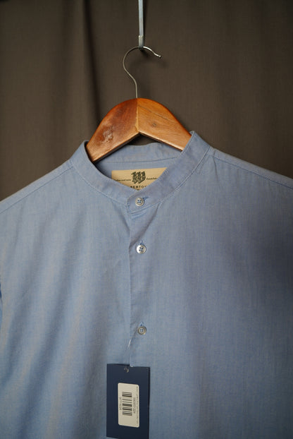 Bertoni Light Blue Easy Care China Collar Hjalte Cotton Shirt