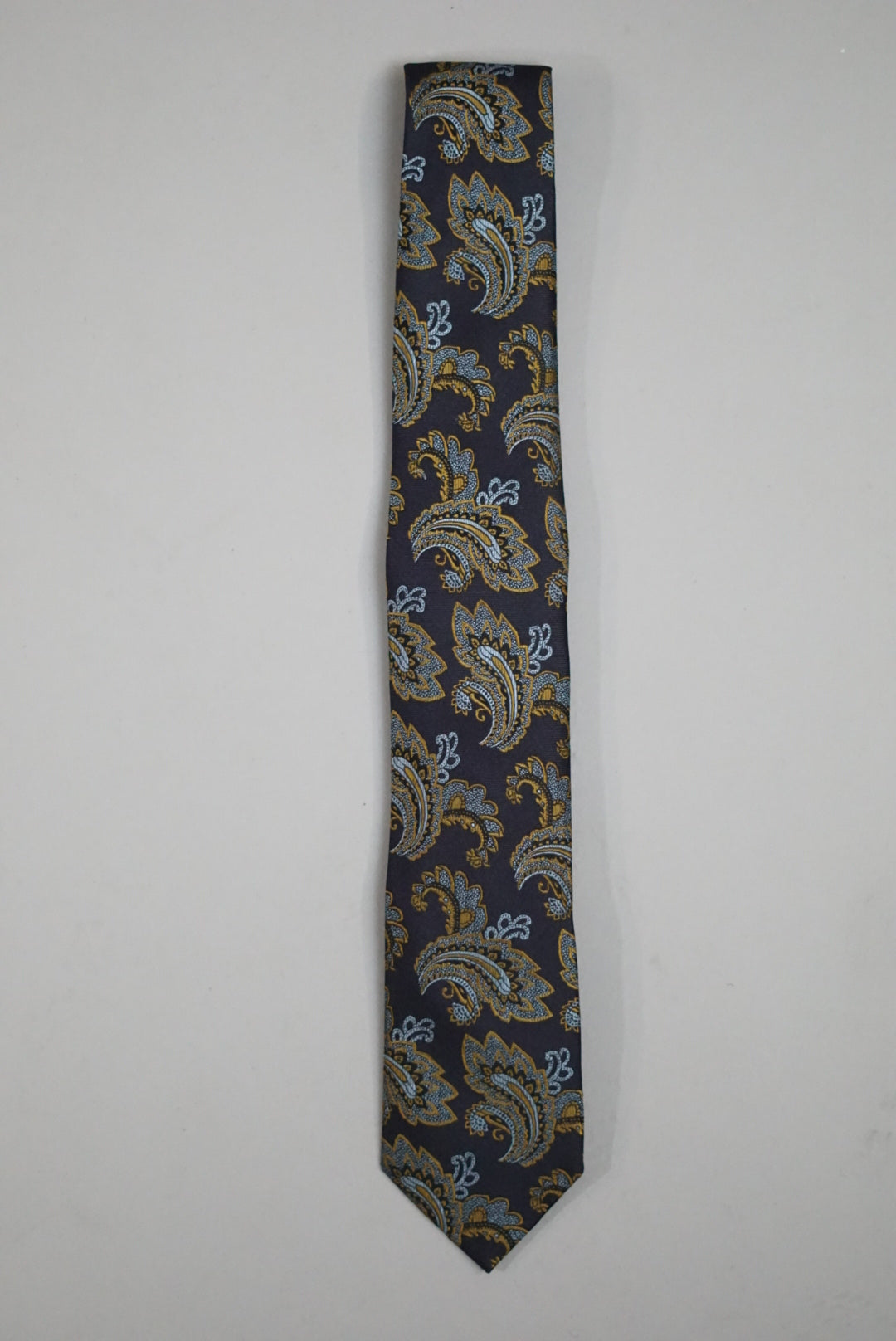 Bertoni Navy Flower Pattern Silk Tie