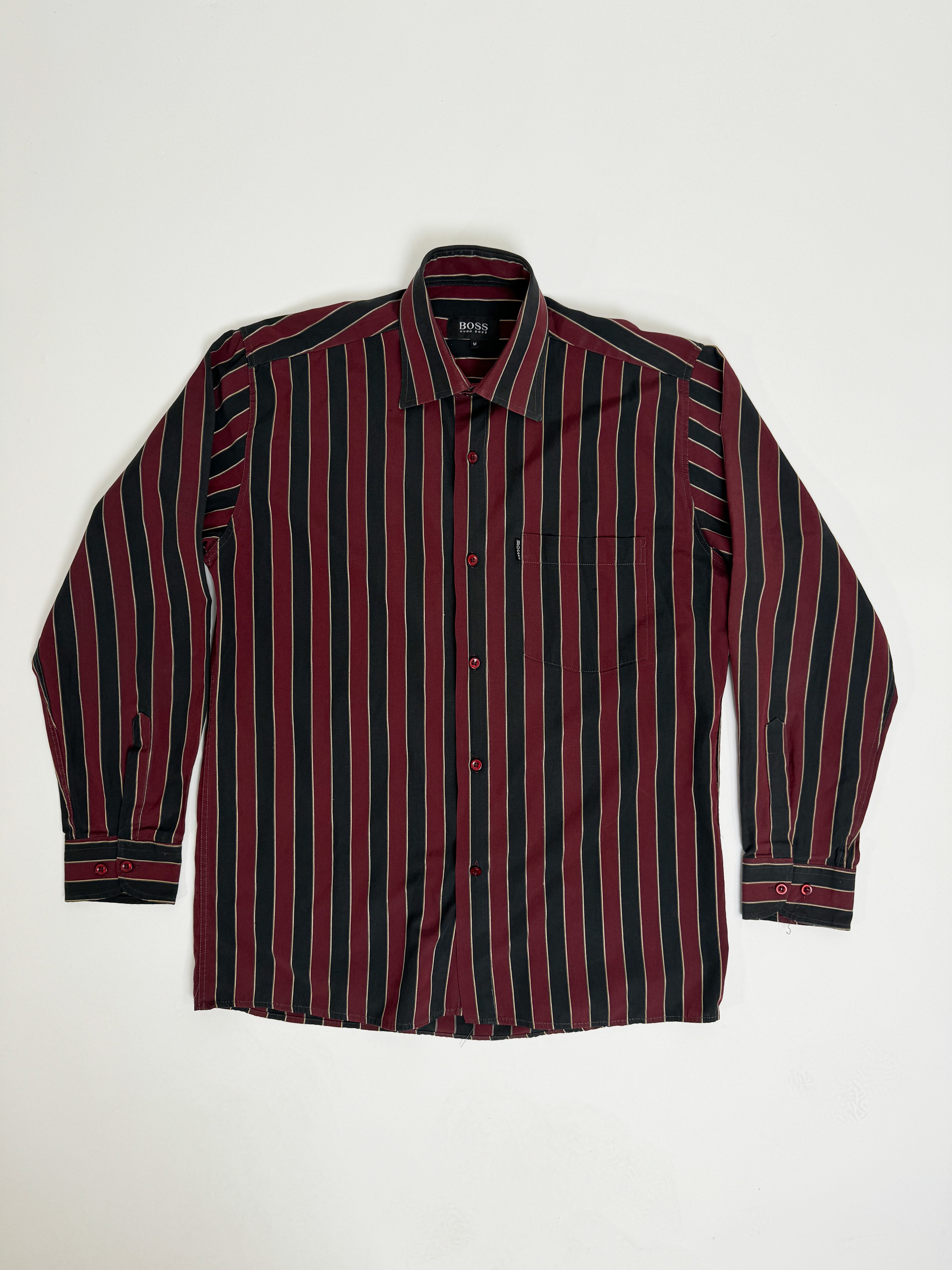 Hugo Boss Darkred and Black Striped Shirt