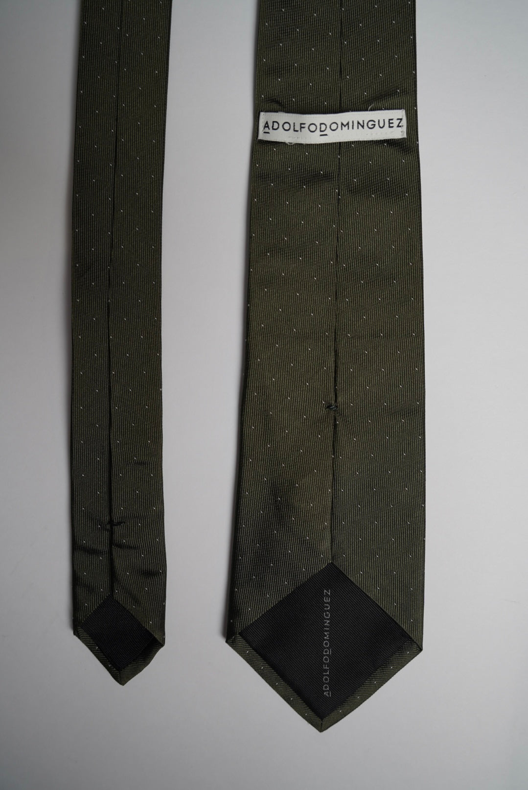 Adolfo Dominguez Dark Green Dotted Tie