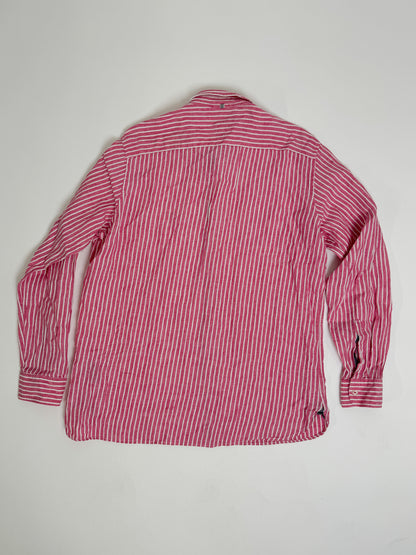 Tommy Hilfiger Pink and White Striped Linen Shirt