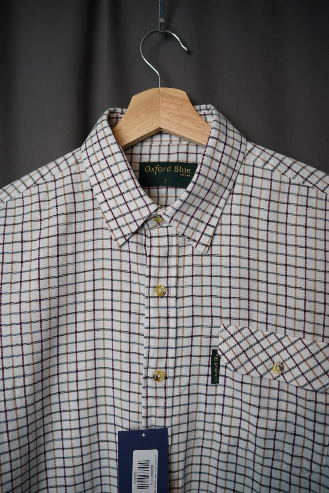Oxford Blue White, Green, Red and Yellow Checkered Cotton Shirt