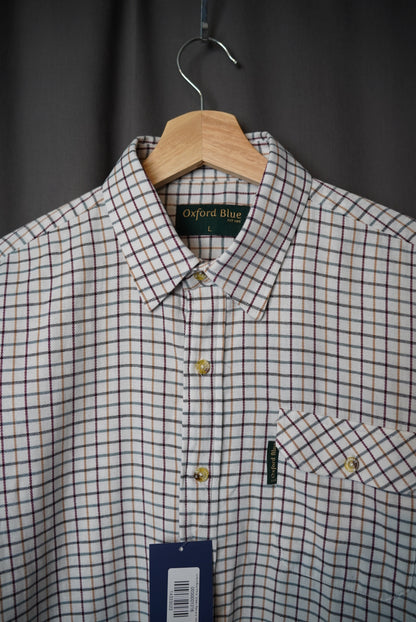 Oxford Blue White, Green, Red and Yellow Checkered Cotton Shirt