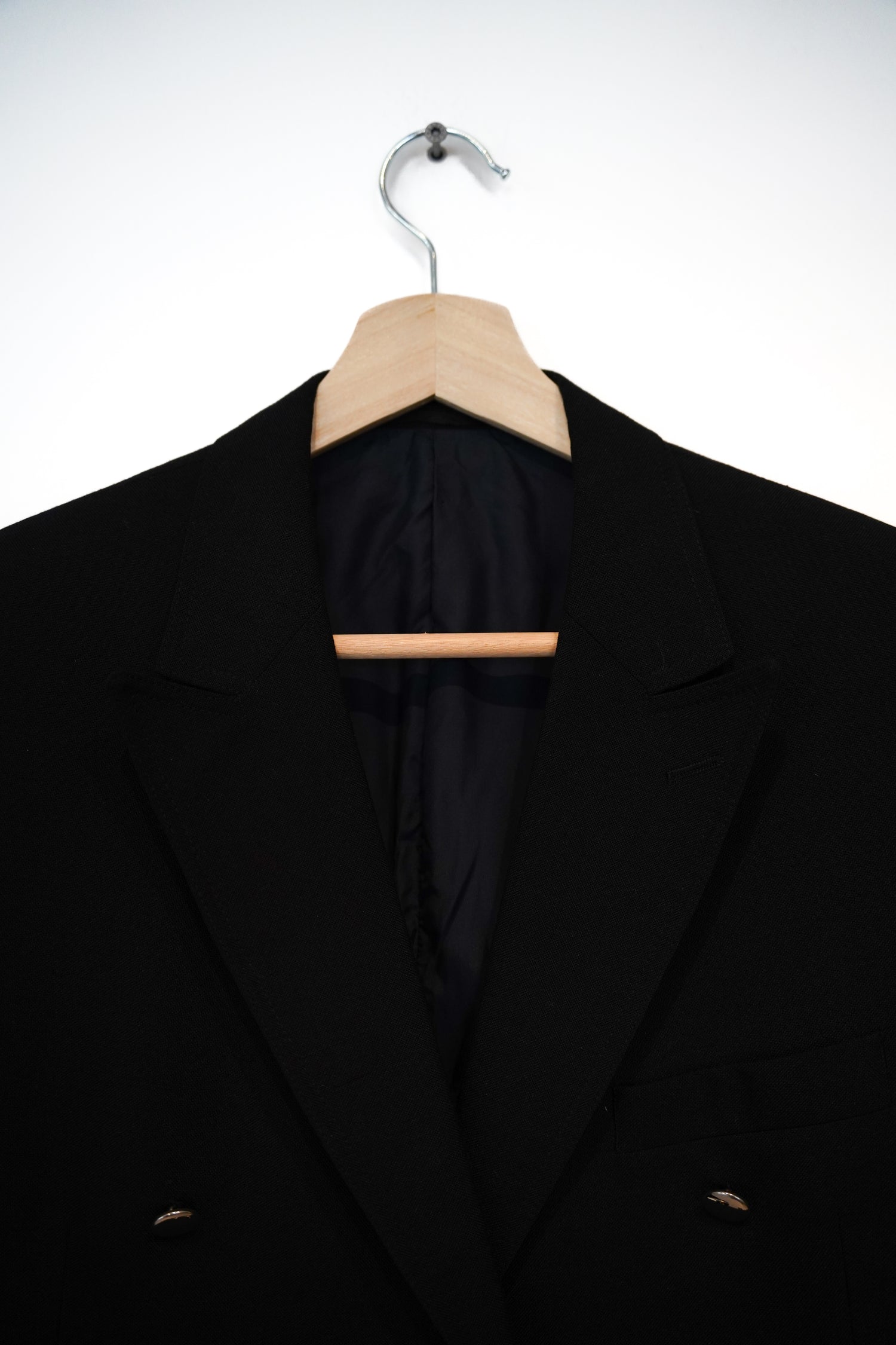 Black Vintage Double Chested Silver Button Blazer