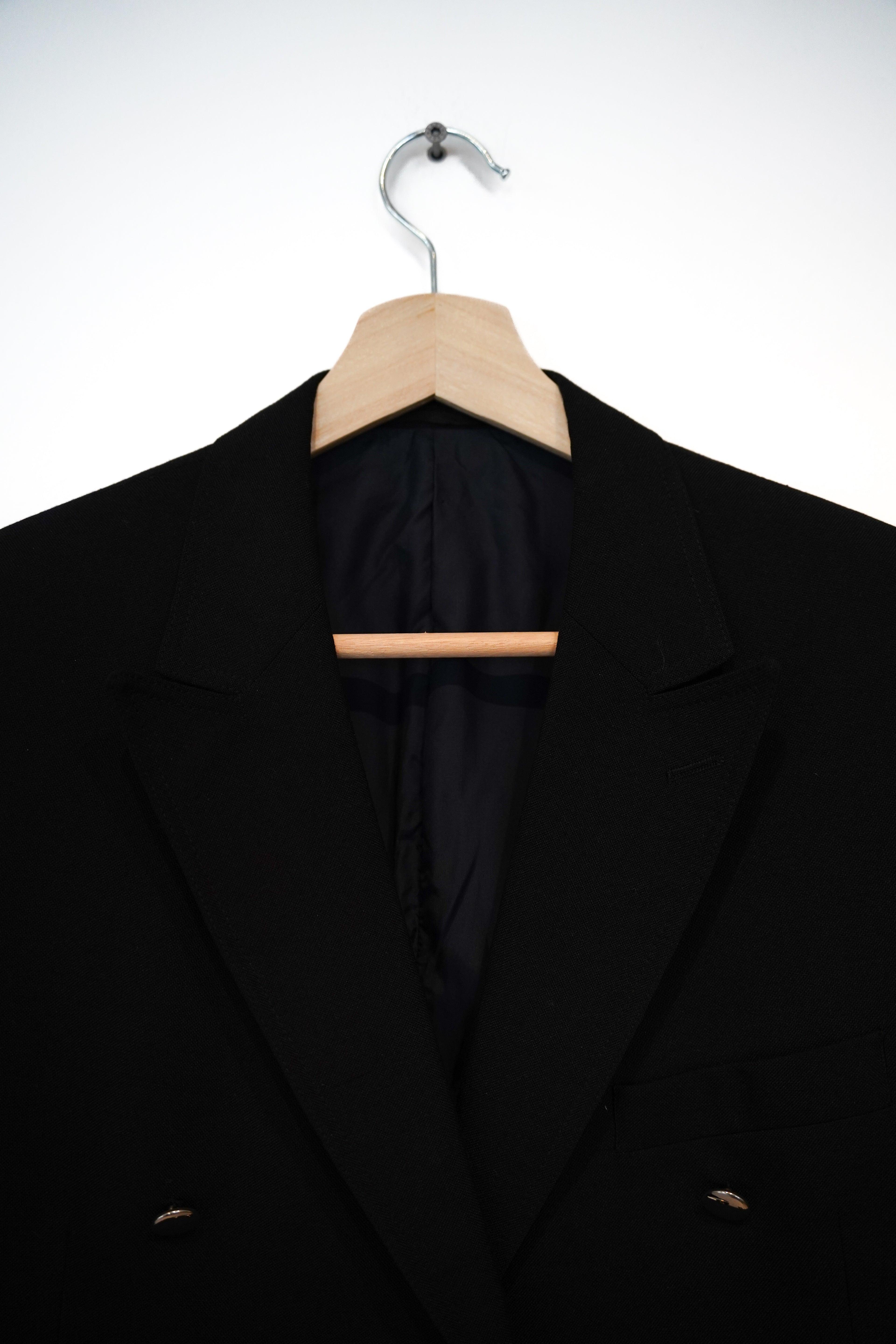 Black Vintage Double Chested Silver Button Blazer