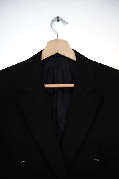 Black Vintage Double Chested Silver Button Blazer