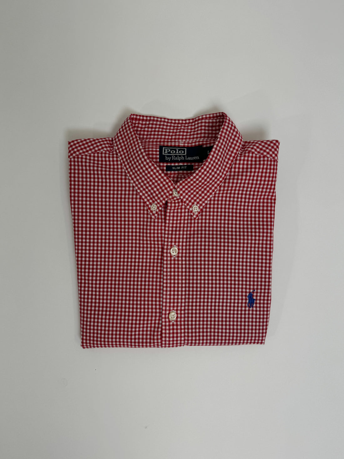 Ralph Lauren Red and White Slim Fit Checkered Shirt