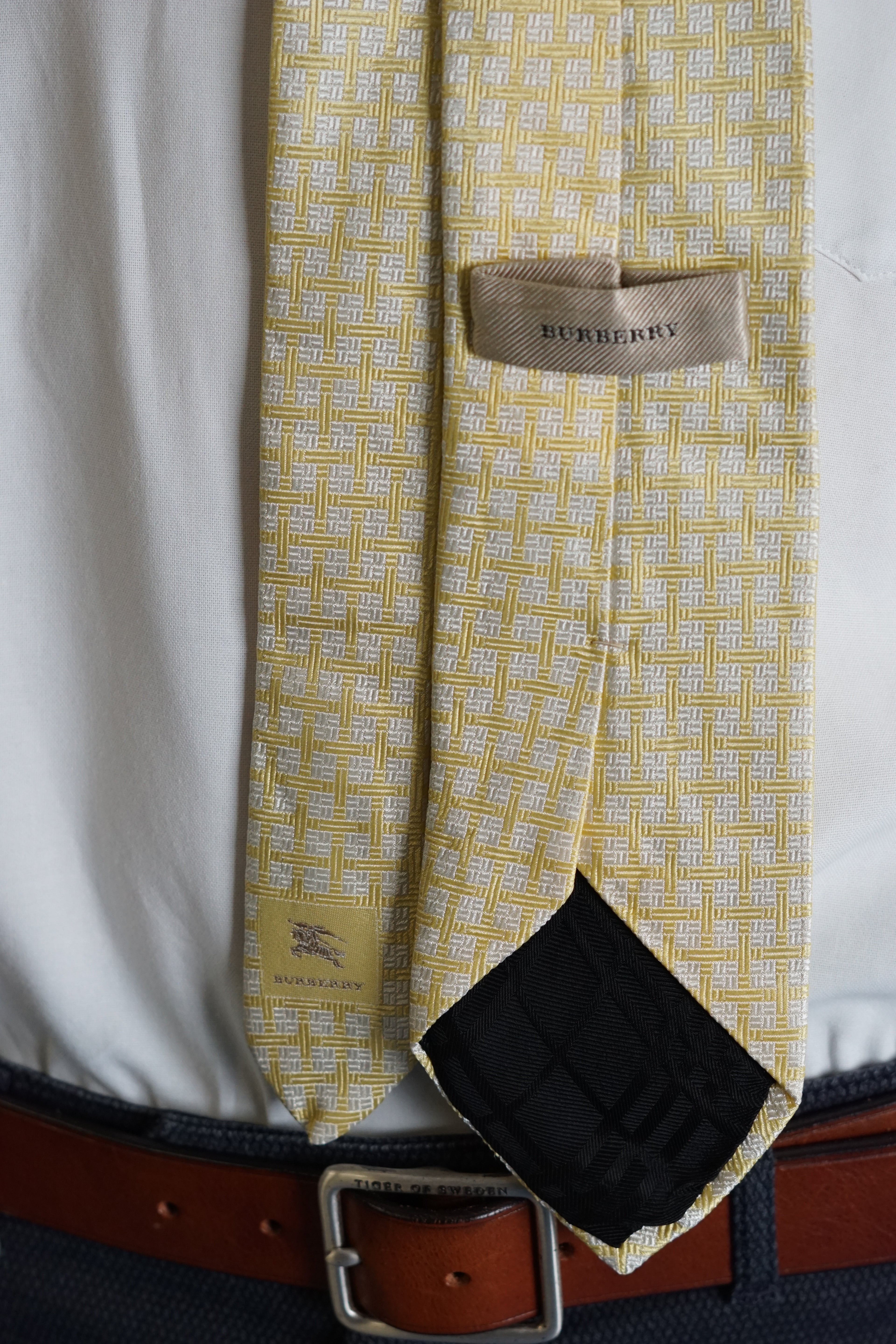 Burberry Yellow Vintage Silk Tie