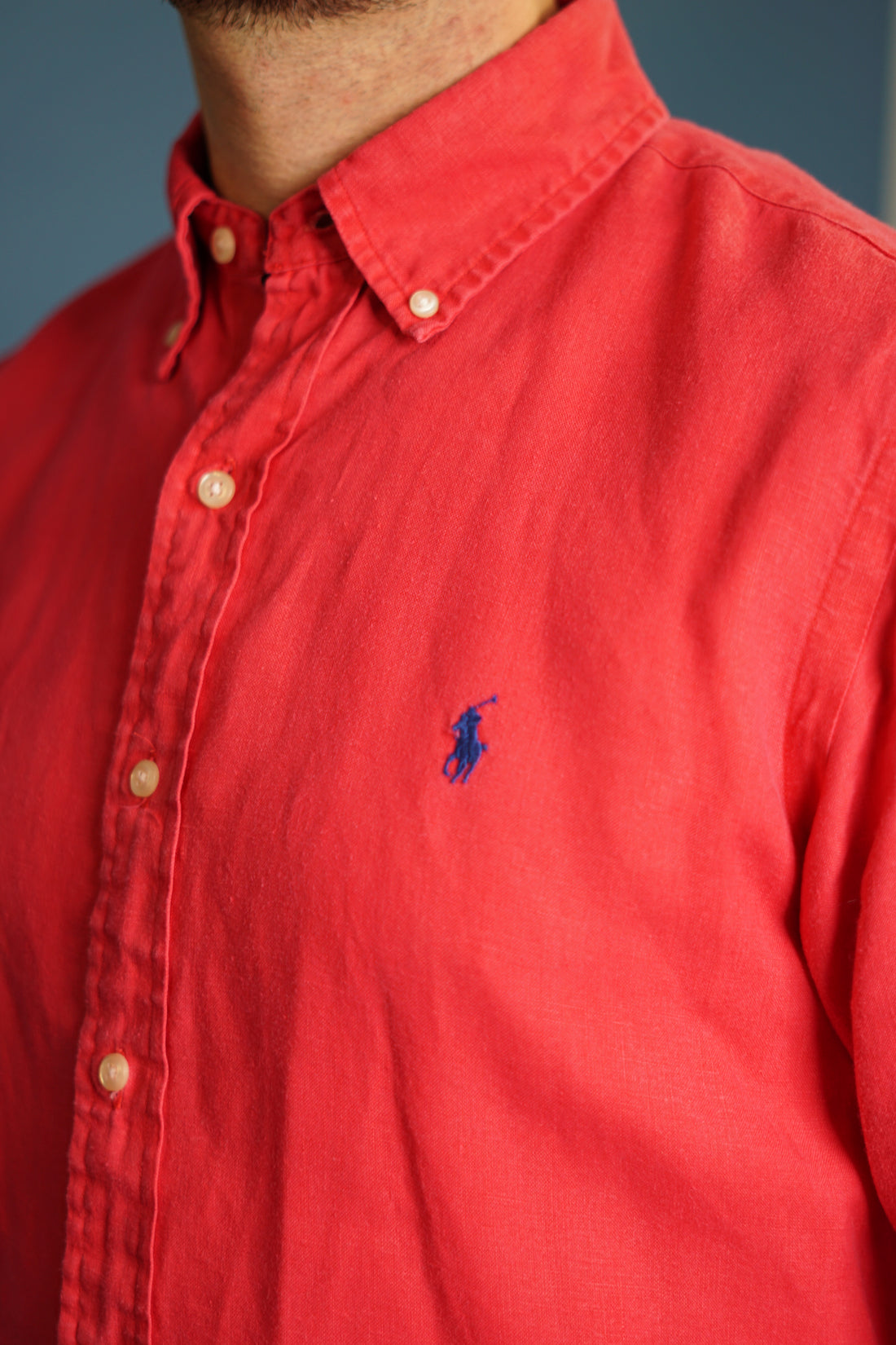 Ralph Lauren Red Linen Slim Fit Shirt