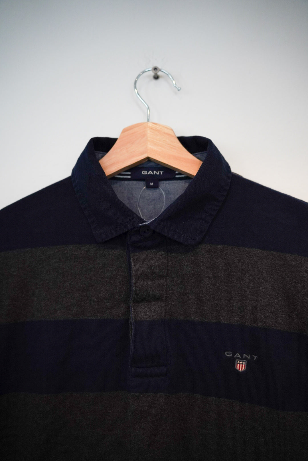Gant Navy and Grey Striped Cotton Rugger