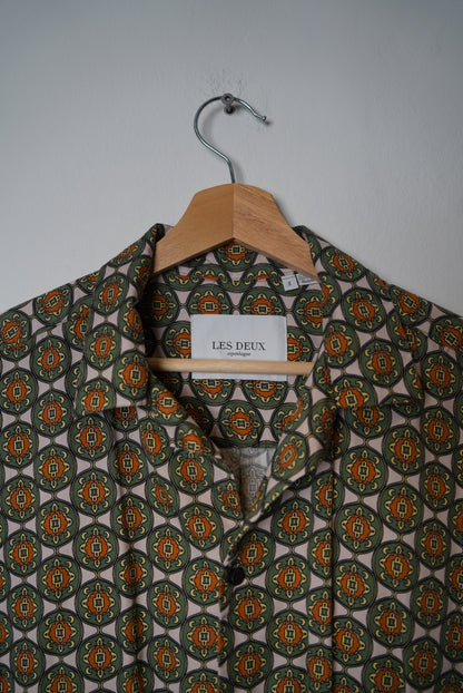 Les Deux Pink and Green Short Sleeved Cotton Shirt