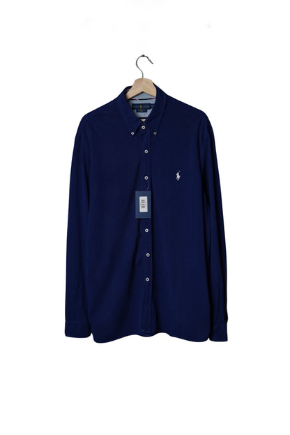 Ralph Lauren Blue Featherweight Mesh Button Down Cotton Shirt