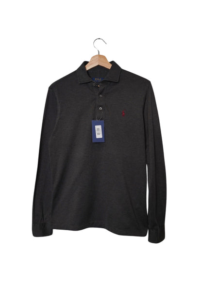 Polo Ralph Lauren Grey Long Sleeved Cotton Polo Shirt