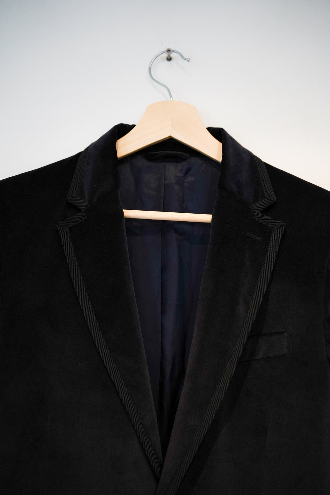Gant Navy Velour Slim Cotton Blazer