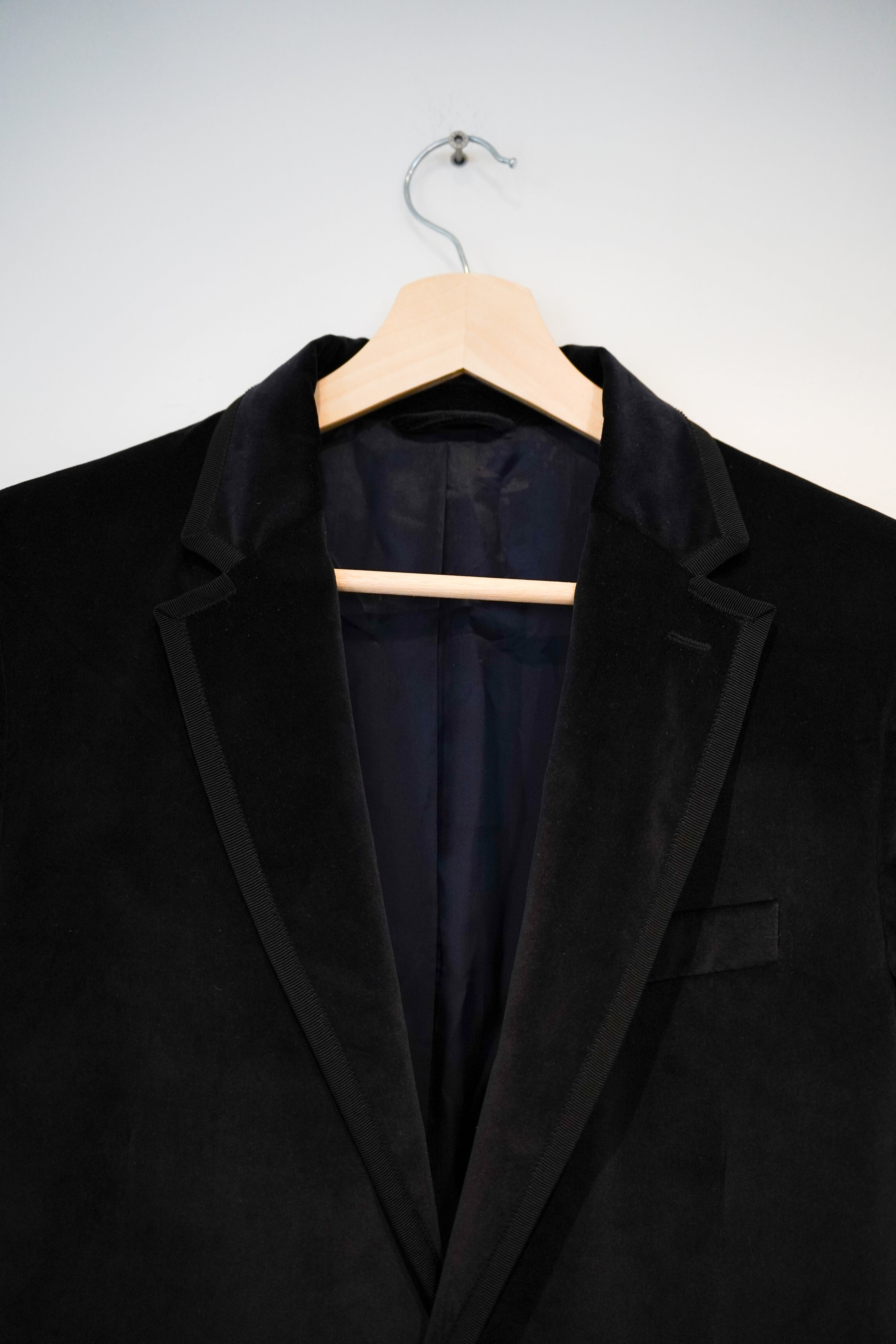 Gant Navy Velour Slim Cotton Blazer