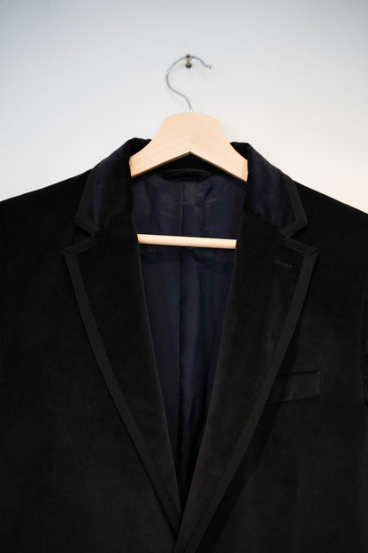 Gant Navy Velour Slim Cotton Blazer