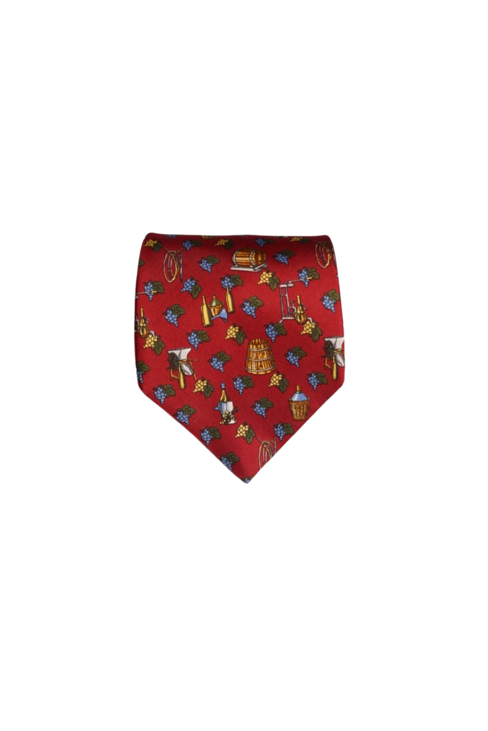 Charles Le Golf Red Vintage Leaf Print Silk Tie