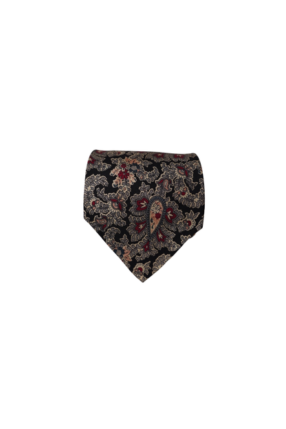 Dickens of London Black and Grey Flower Print Silk Tie