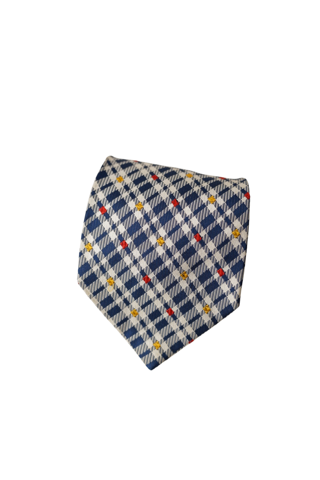 Gianfranco Ferre Navy and Beige Checkered Slik Tie