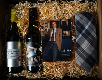 Gift box: Tommy Hilfiger Dark Grey and Brown Tailored Checkered Wool and Silk Tie