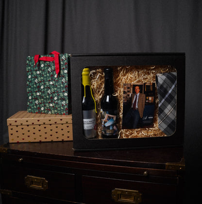 Gift box: Tommy Hilfiger Dark Grey and Brown Tailored Checkered Wool and Silk Tie