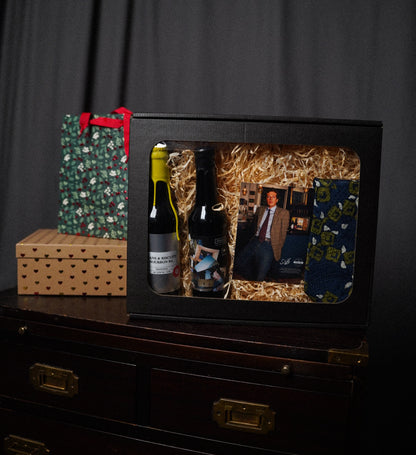 Gift box: Cerruti Blue and Green Sqaure Print Vintage Silk Tie