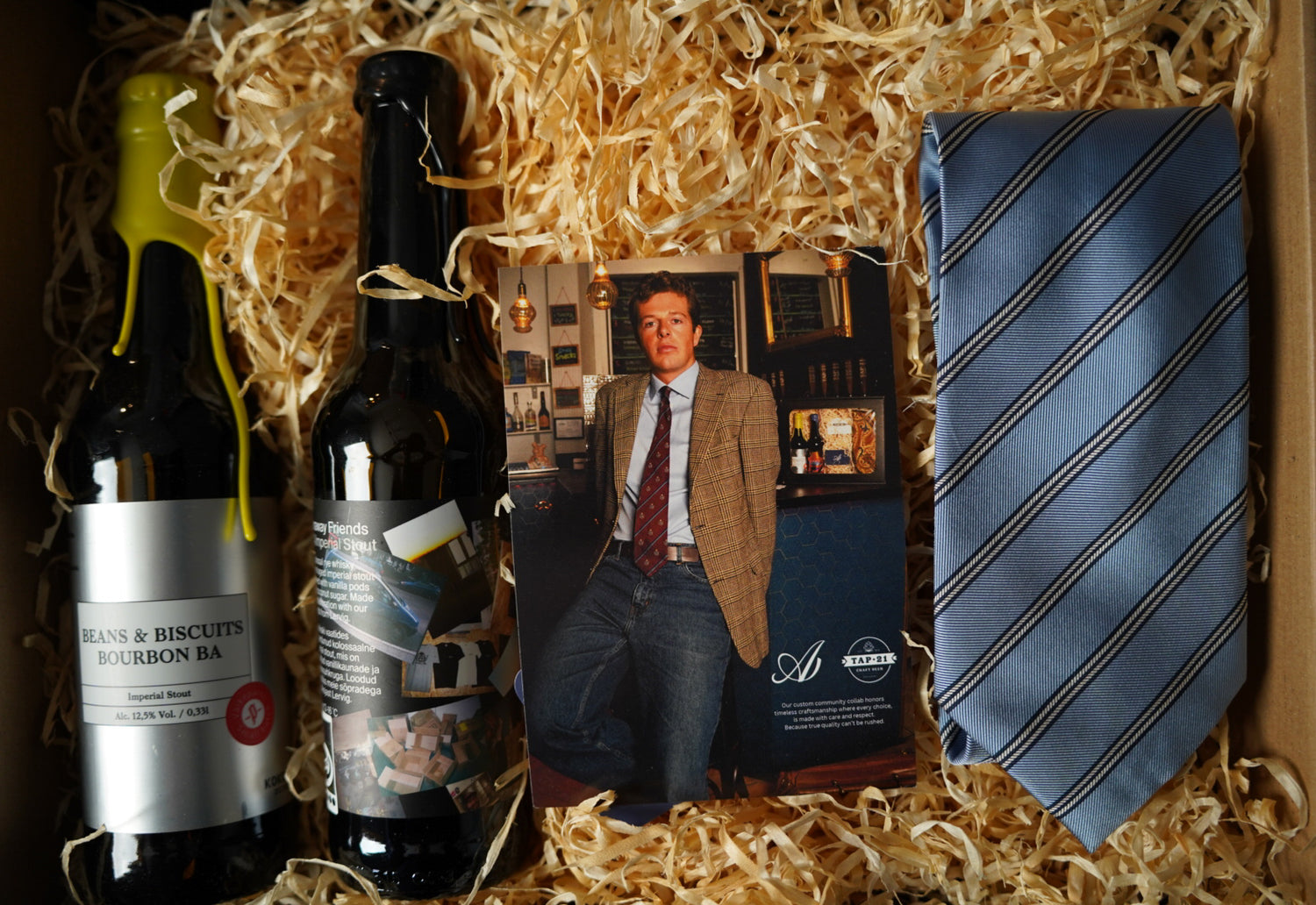 Gift box: Vintage Light Blue and Striped Striped Silk Tie