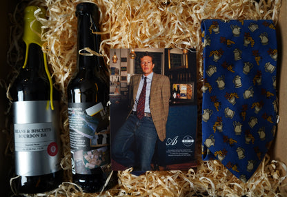 Gift Box: Longchamp Azure Blue Pot and Berry Print Silk Tie