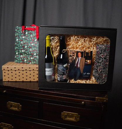 Gift box: Dickens of London Black and Grey Flower Print Silk Tie