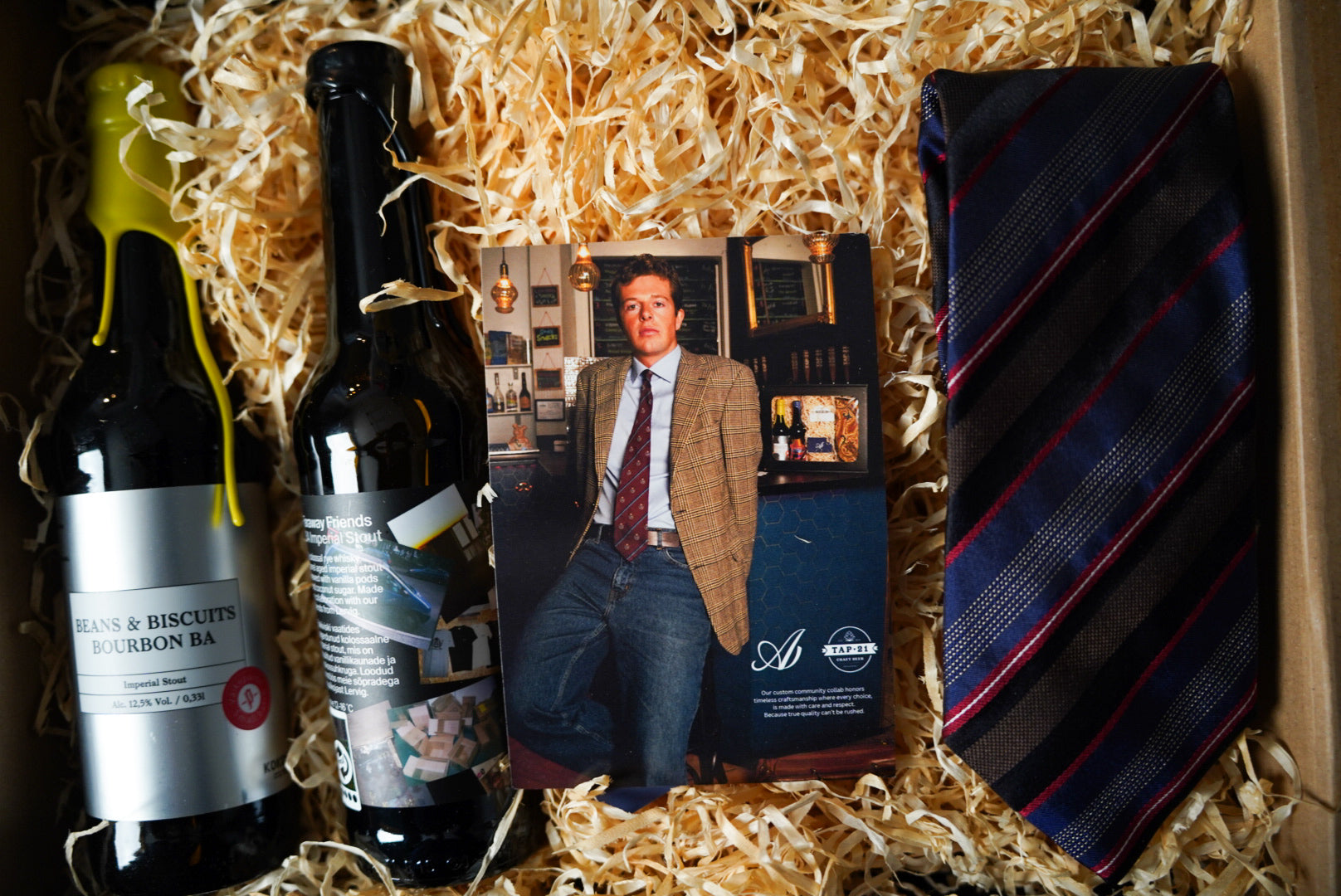 Gift box: Sand Copenhagen Brown, Purple and Red Striped Silk Tie