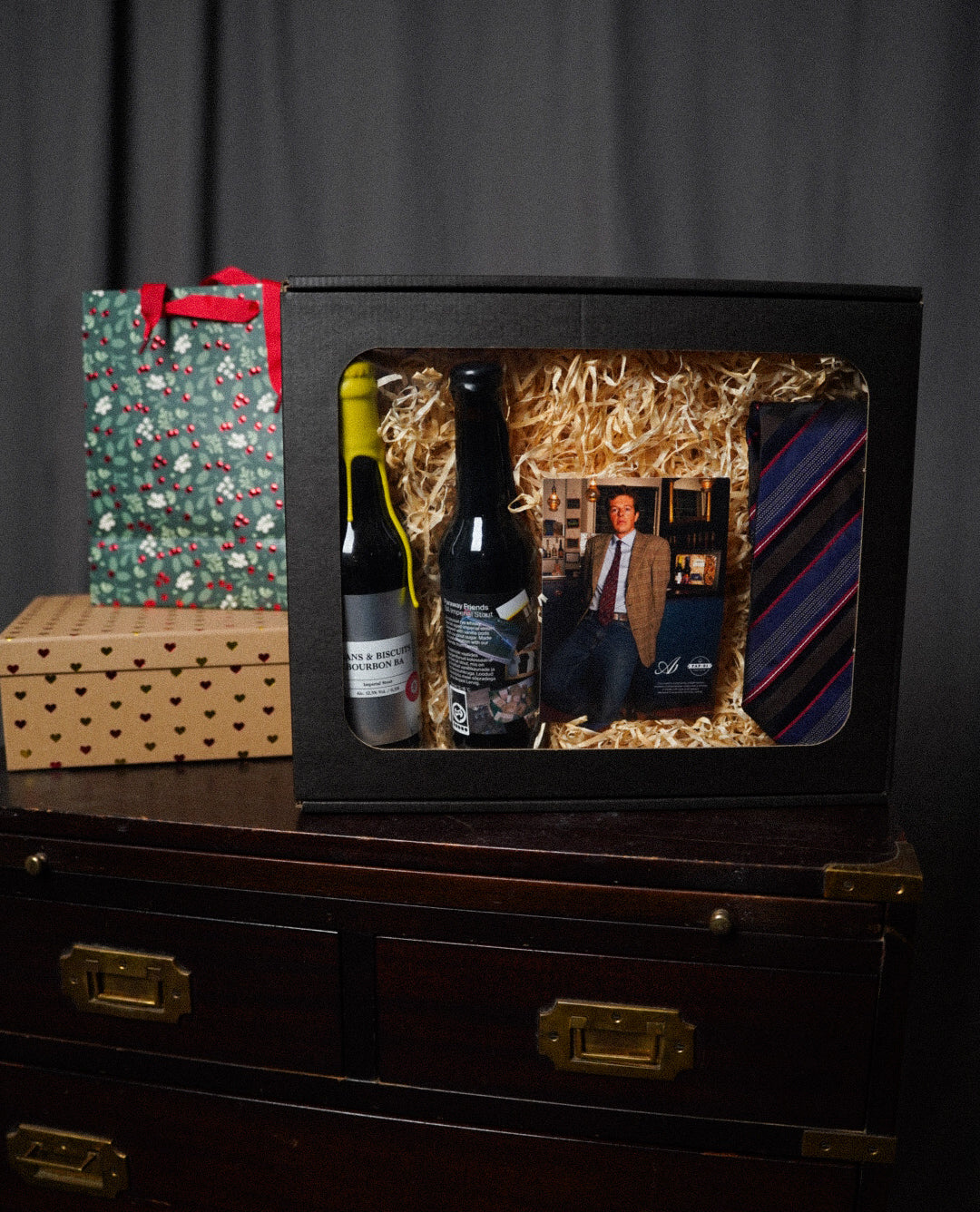 Gift box: Sand Copenhagen Brown, Purple and Red Striped Silk Tie