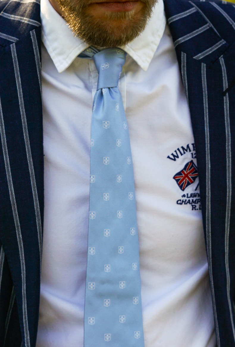 Eton Lightblue Logo Pattern Silk Tie