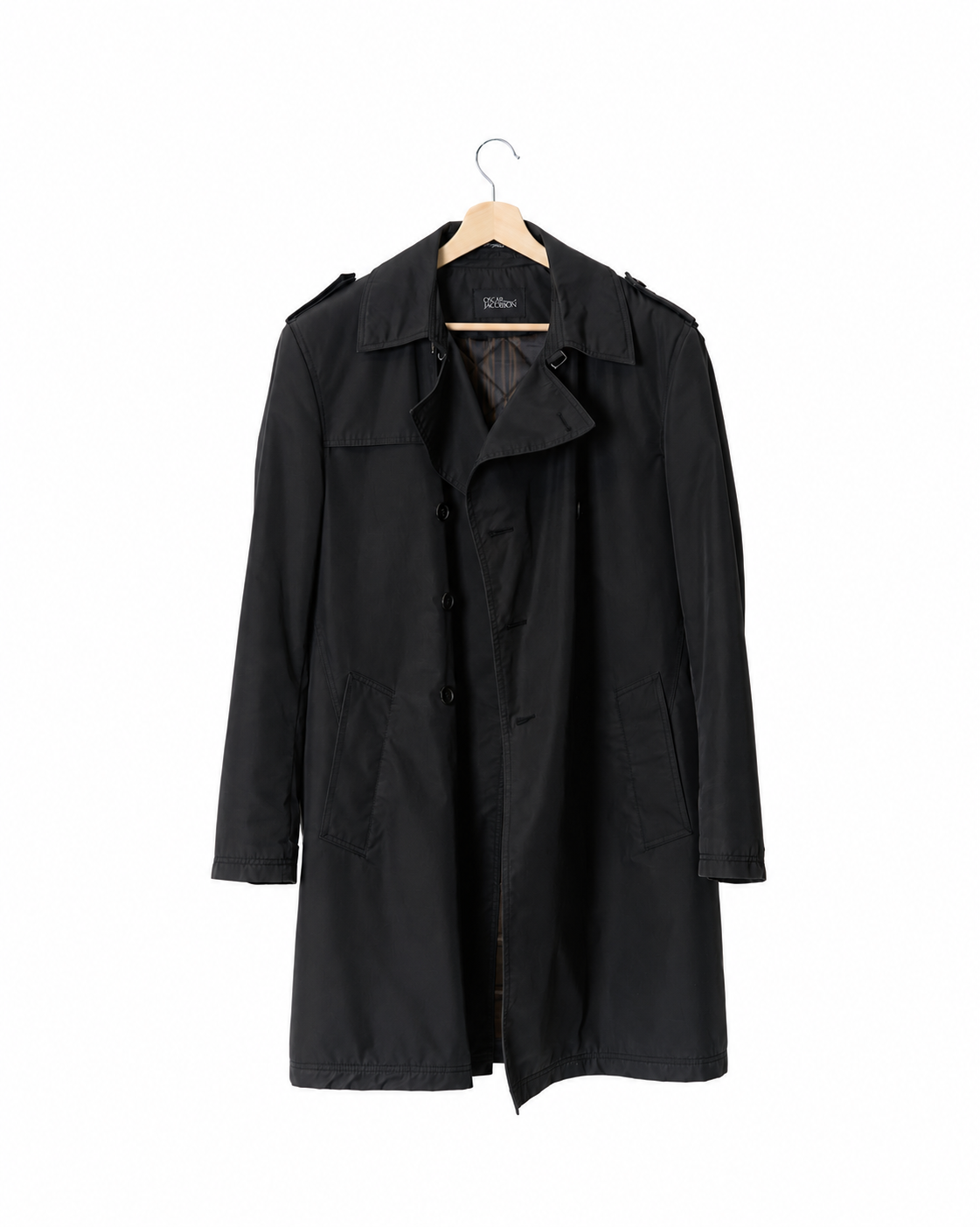 Oscar Jacobson Black Double Breasted Full Length Steve Cotton Coat