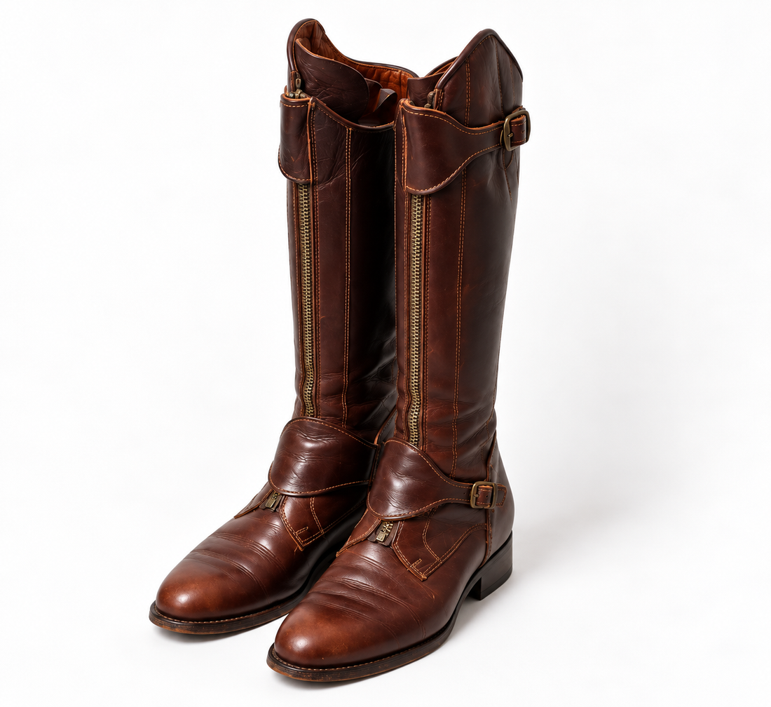 Vintage Brown Leather Equestrian Riding Boots
