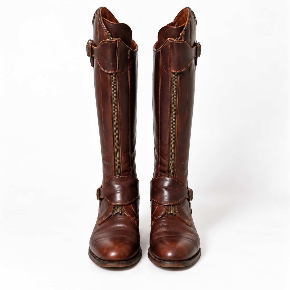 Vintage Brown Leather Equestrian Riding Boots